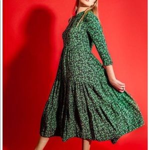 Madewell green and black floral dress